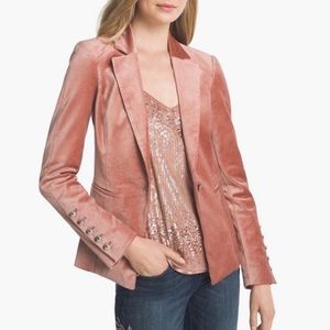 Blush Rose Pink Velvet elegant & formal Blazer Suit Jacket WHBM (size:0)
